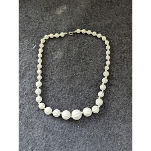 Vintage Designed by Paula Necklace Graduated White Beads 18"